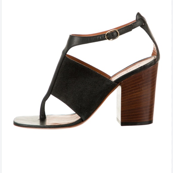 Celine Crosta Black Calf 35.5 T Strap Sandals Original - Picture 1 of 9